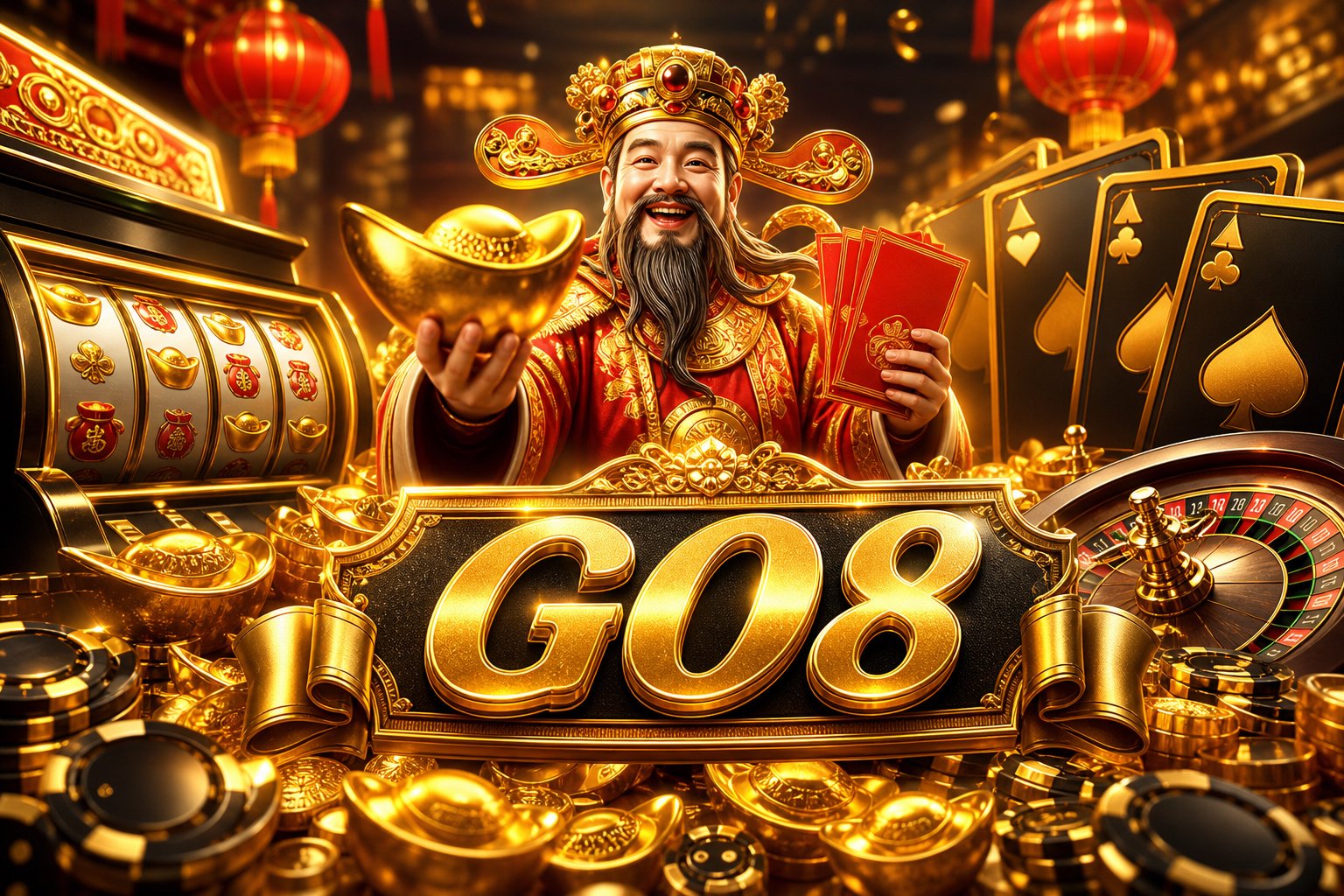 Ảnh bìa Fortune Dragon trên GO8 với rồng vàng và thẻ ưu đãi chào mừng người chơi mới